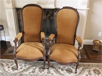 His and Hers Upholstered Arm Chairs with