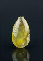 Burma Yellow Jadeite Carved Fish Pendant