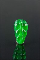 Burma Imperial Green Jadeite Carved Leaf Pendant