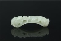 Chinese Hetian White Jade Carved Dragon Pendant