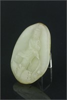 Hetian White Jadeite Carved Guanyin Pendant