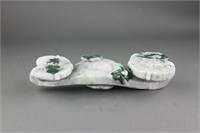 Chinese Green Burma Jadeite Carved Ruyi Scepter