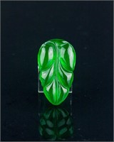 Burma Green Jadeite Carved Leaf Pendant