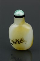 Chinese Yellow & White Jade Carved Snuff Bottle