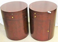 Cylinder Drum End Table Pair