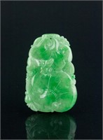 Burma Green Jadeite Carved Linzhi Pendant