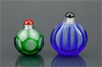 2 PC Chinese Peking Glass Snuff Bottles