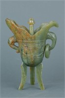 Qing Period Hetian Green Jade Archaistic Wine Cup