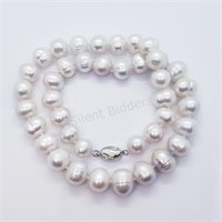 Silver Fresh Water Pearl 16 Inches With Sliver Cla