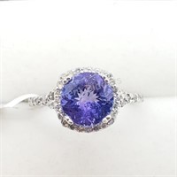 10K White Gold Tanzanite Diamond Ring