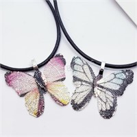 2 Butterfly Fashion Jewelry Necklace