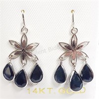 14K White Gold Sapphire Earrings