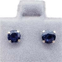 14K White Gold Sapphire Stud Earrings