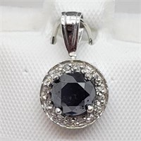 14K White Gold Black Diamond Diamond Pendant