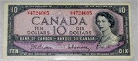 1954 $10.00 Canadian Banknote