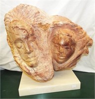 Marble Sculpture Of Two Faces