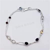 Silver Assorted Gems Necklace