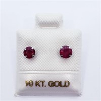 10K White Gold Ruby Stud Earrings