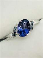 10K White Gold Tanzanite Diamond Ring