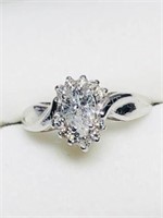 14K White Gold Diamond Side Diamond Ring