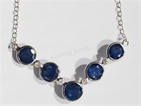 10K White Gold Sapphire and Diamond Necklace.