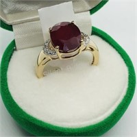 Gold plated Silver Ruby Diamond Ring