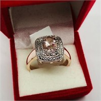 Rose Gold Silver Morganite Ring
