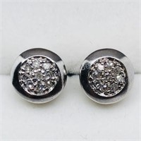 Silver Diamond Stud Earrings