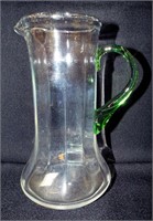 Blown Glass Pitcher With Green Handle