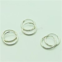 Sterling Silver Three Pairs Of Small Hoop Earrings