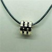 Sterling Silver Bead With Cord Necklace
