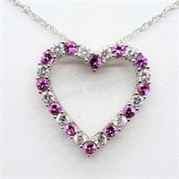 Sterling Silver Created Pink Sapphire Cubic Zircon
