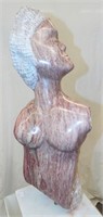 Abstract Marble Nude Sculpture On Lighted Pedestal