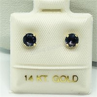 14K Yellow Gold Iolite Earrings