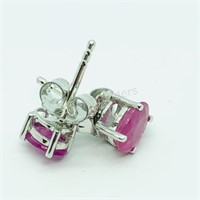 Sterling Silver Ruby Studs Earrings
