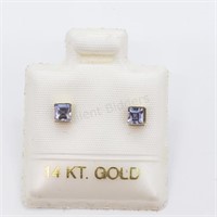 14K Yellow Gold Tanzanite Earrings