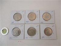 Lot de 6 pièces de 50 cents Canada