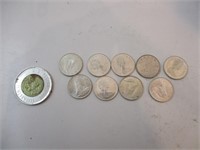 Lot de 9: 10 cents canadiens 1968