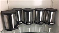 5 small Stainless trash cans