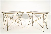 CLASSICAL STYLE MARBLE AND BRONZE SIDE TABLES
