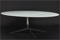 FLORENCE KNOLL OVAL MARBLE TOP DINING TABLE