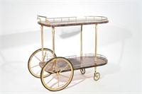 ALDO TURA PARCHMENT AND GOLD BAR CART