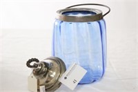 Blue Blown Glass Biscuit Jar