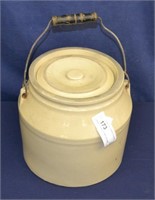 Antique 9" Crockery Pot With Lid & Handle