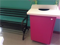 Trash Recepticle PINK  with door and barrel inside