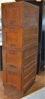4 Section Antique Solid Oak File Cabinet