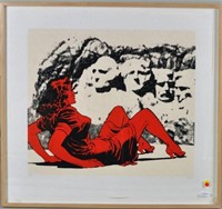 Jerry Kearns, "Red Girl Mt. Rushmore" Lithograph