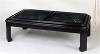 Ebonized and Open Carved Asian Coffee Table