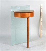 Modernist Cherry & Glass Console Table