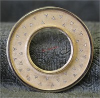 14K Gold Disc Style Coin Pendant w/ Diamonds